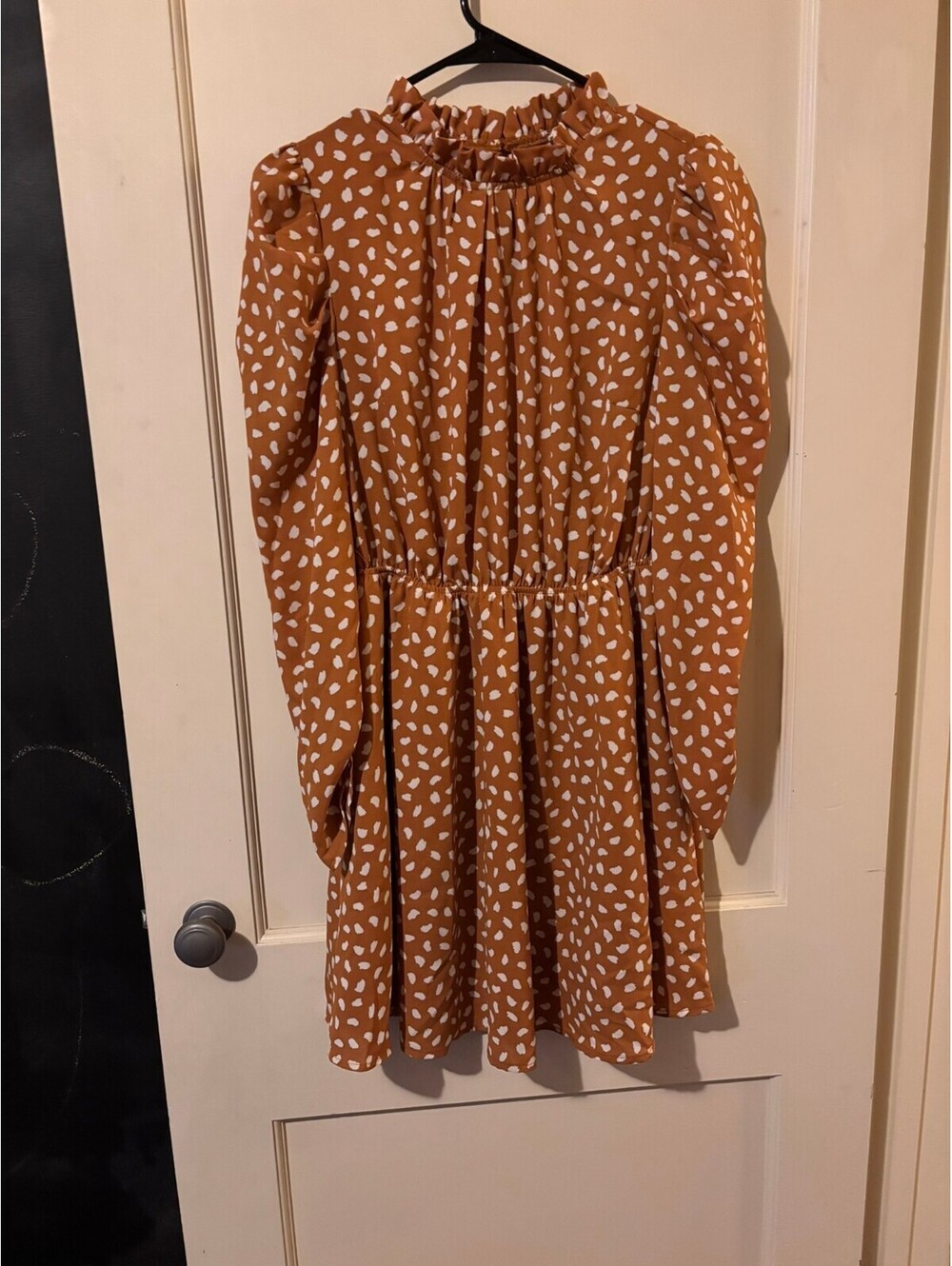Main Strip mustard long sleeve printed dress Small